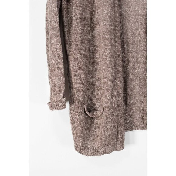 Bruno Manetti Women's Size 44 Medium Brown Cardigan Sweater Knit Linen Blend Top - Picture 4 of 6